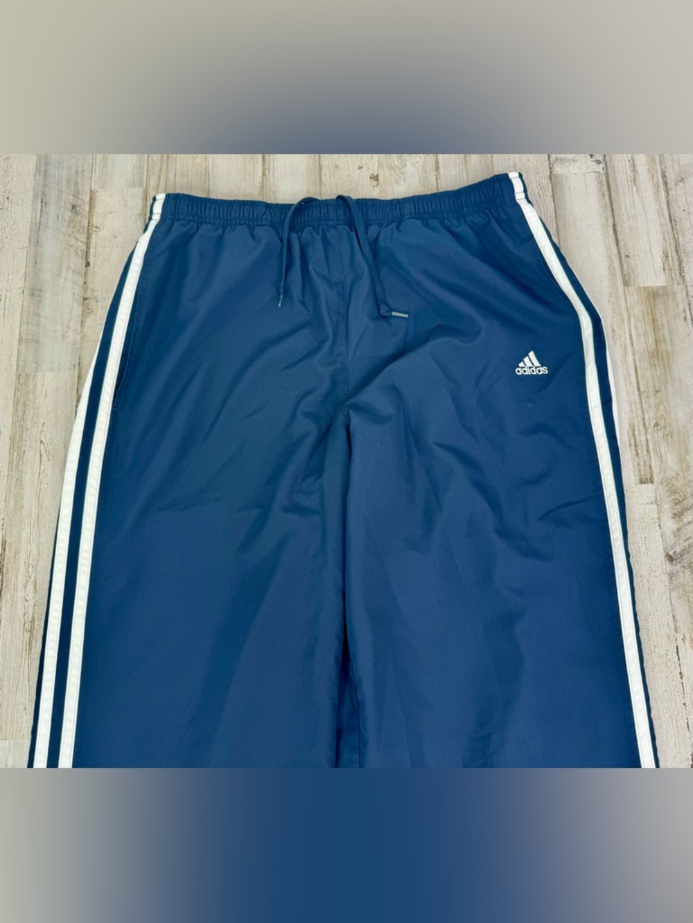 Adidas Track Pants Mens Medium Mesh Lined Zip Ankles 3 Stripes Blue - Picture 3 of 10